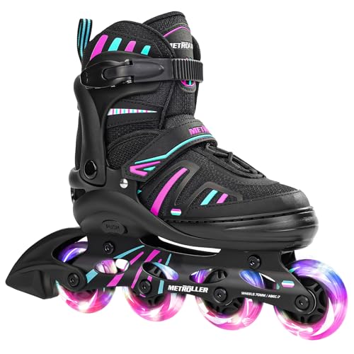 METROLLER Adjustable Inline Skates for Girls Boys with Light up Wheels Roller Skates Kids Youth Fun Beginner Blades Youth Ages 58 812 Adults Outdoor - Image 1