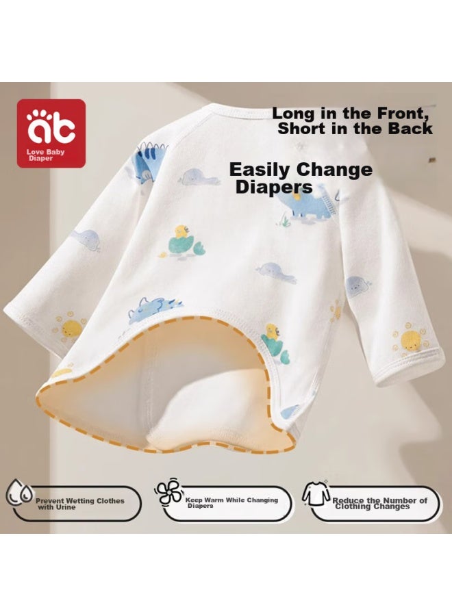 AIBEDILA Aibeidila Newborn Baby Half-back Shirt, Pure Cotton Class A Top, Long-sleeve Baby Clothes For 0-3 Months, Belly Protection Shirt, Size 59 - Image 3