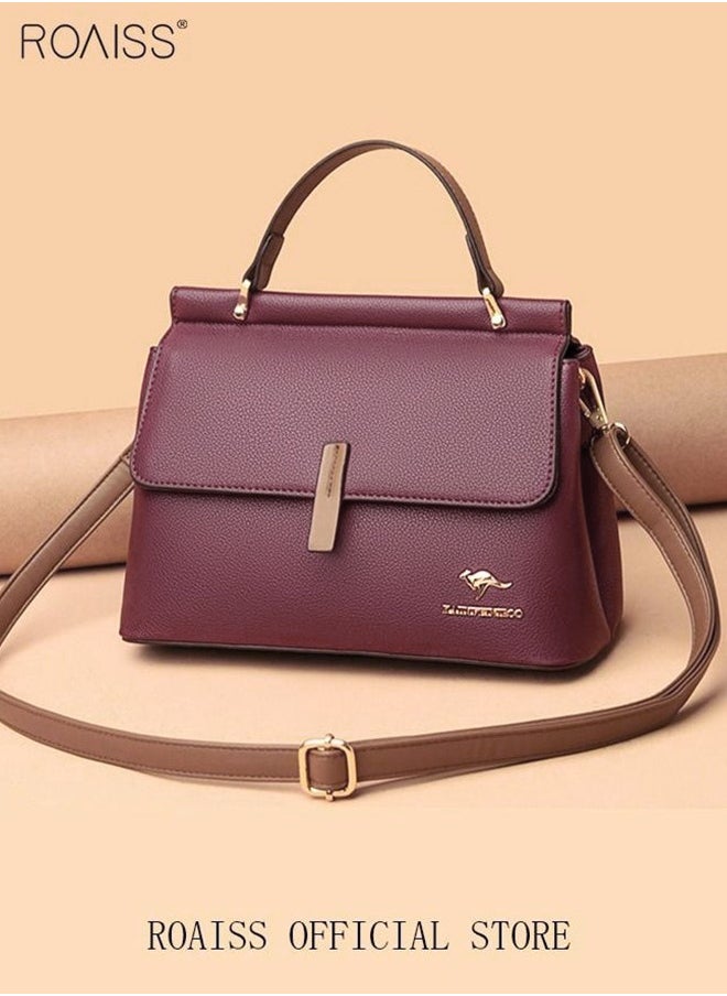 roaiss Texture Shoulder Crossbody Bag Fashion Elegant Exquisite Multi-pocket Charm Shoulder Bag High-Quality Fabric Large Capacity Handbag Red for Women/Mother/Friend Gift  - Image 1
