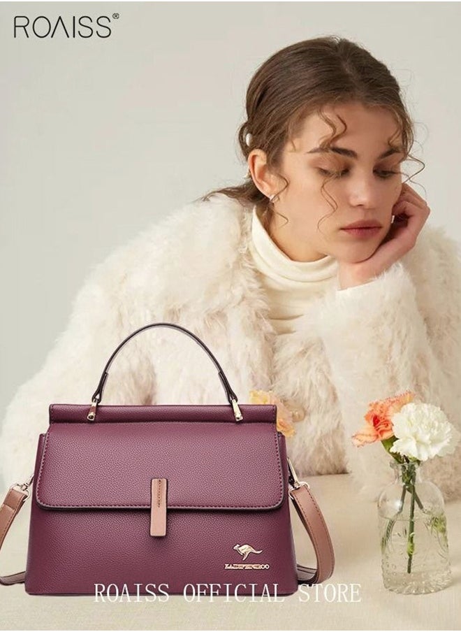 roaiss Texture Shoulder Crossbody Bag Fashion Elegant Exquisite Multi-pocket Charm Shoulder Bag High-Quality Fabric Large Capacity Handbag Red for Women/Mother/Friend Gift  - Image 4
