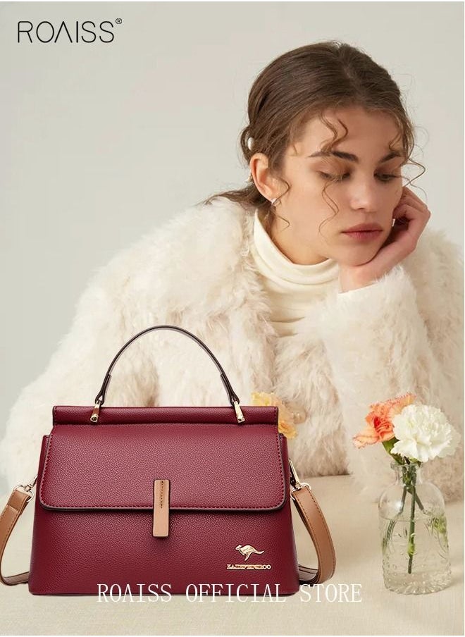 roaiss Texture Shoulder Crossbody Bag Fashion Elegant Exquisite Multi-pocket Charm High-Quality Fabric Large Capacity Handbag for Women/Mother/Girl Friend Gift  - Image 4