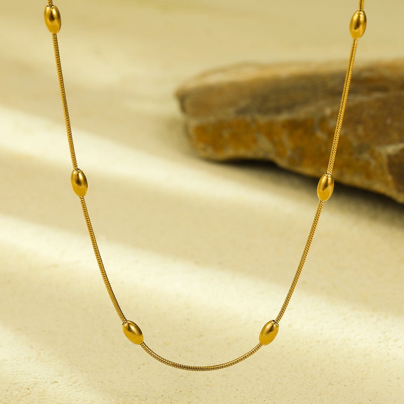 French New Product Simple All-Match High-Grade Titanium Steel Round Bead Clavicle Chain Necklace Exquisite Wind No Fading Jewelry - Image 5