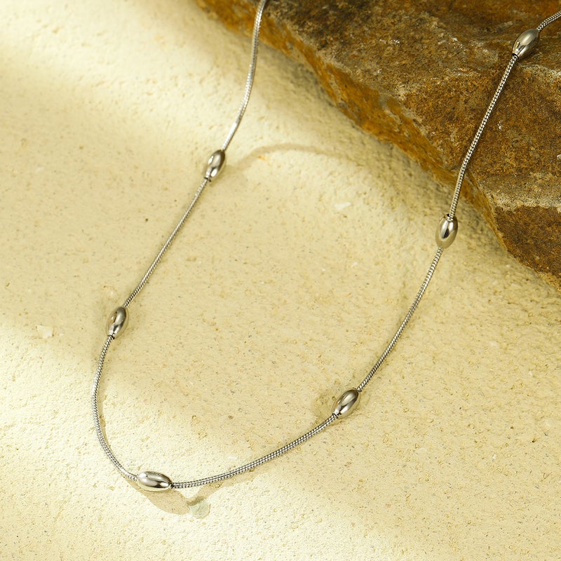 French New Product Simple All-Match High-Grade Titanium Steel Round Bead Clavicle Chain Necklace Exquisite Wind No Fading Jewelry - Image 4