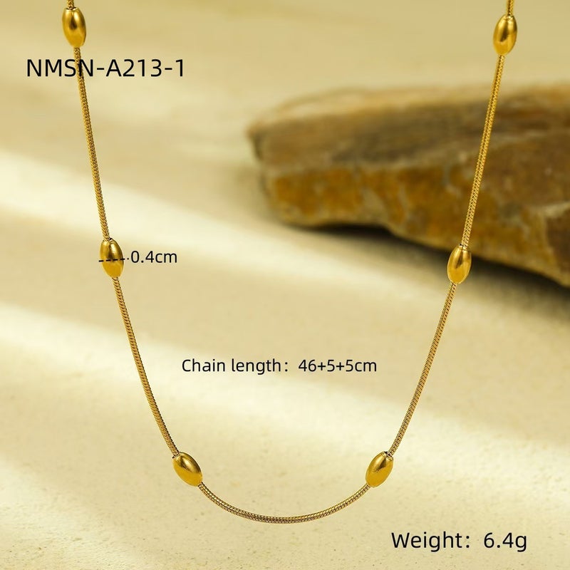 French New Product Simple All-Match High-Grade Titanium Steel Round Bead Clavicle Chain Necklace Exquisite Wind No Fading Jewelry - Image 1