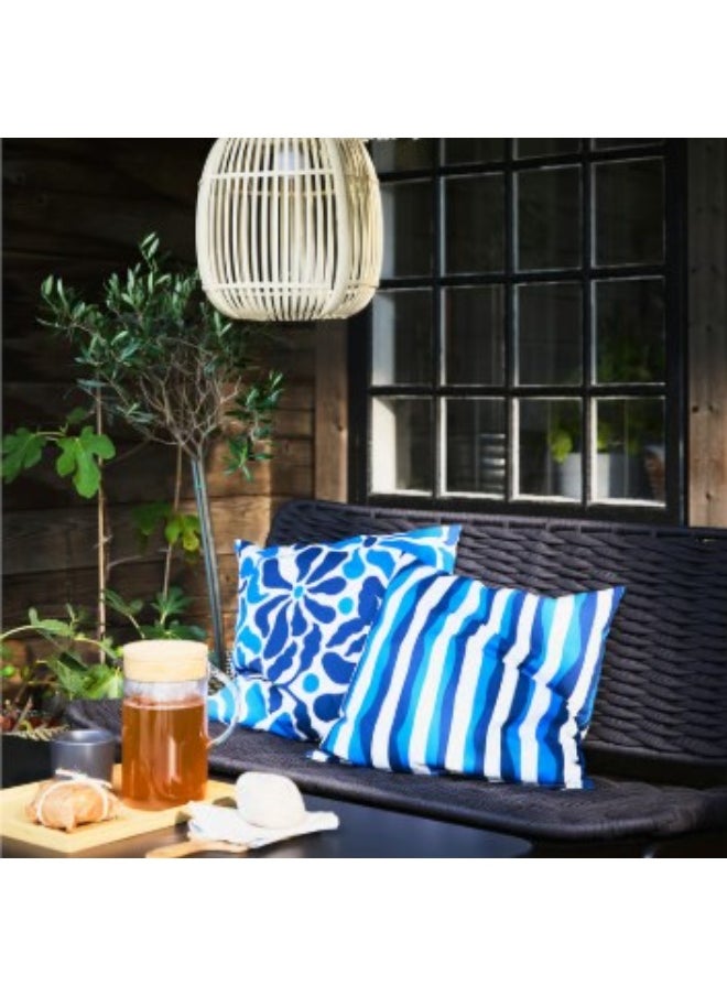 IKEA (IKEA) Cushion cover, blue floral pattern/outdoor indoor, 50x50 cm  - Image 3