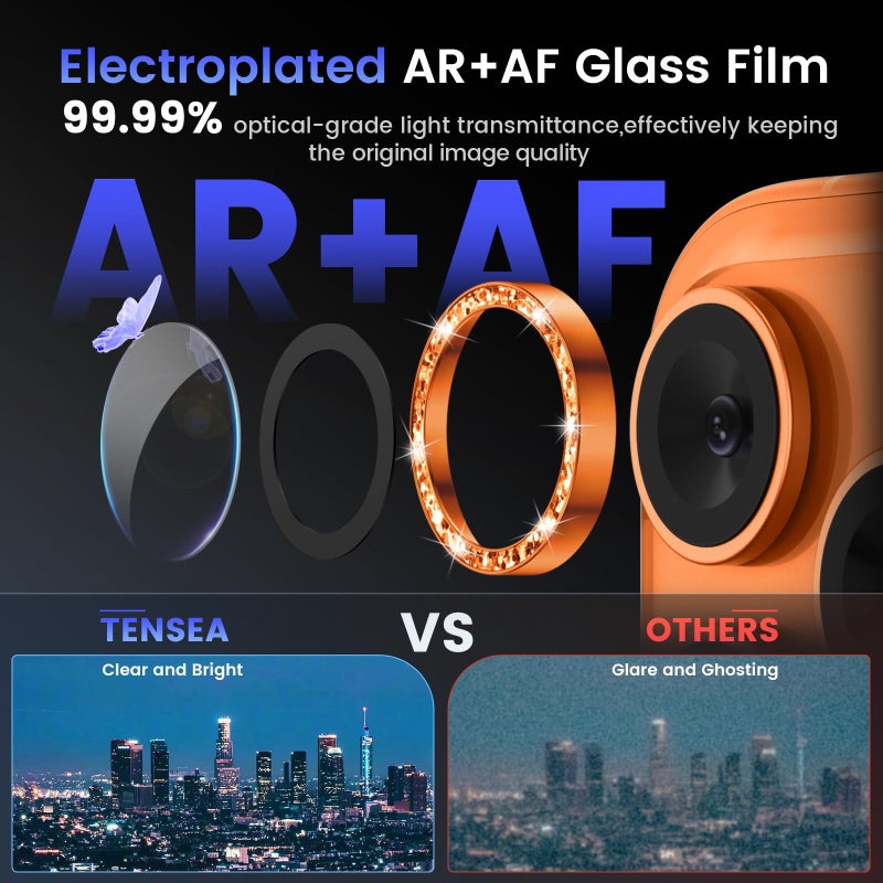 Tensea Camera Lens Protector Compatible for iPhone 17 Pro Max/17 Pro, Metal Aluminum Alloy Tempered Glass Cover Camera Screen Protector Accessories, Case Friendly - Image 3