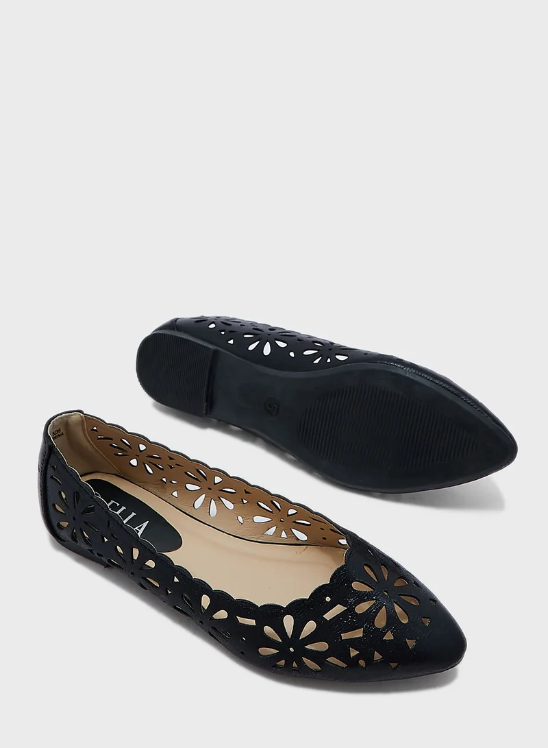 ELLA Cutout Flower Pointed Flat Shoe