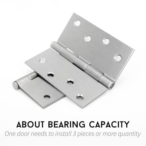 goldenwarm 3 Pack Nickel Door Hinges 4inch x 4 inch Door Hinges Brushed Nickel Door Hardware Satin Nickel Iron Door Hinges with Square Corners - Image 5