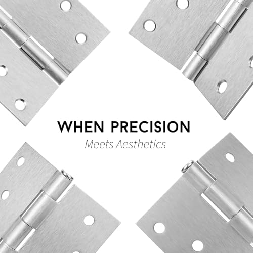 goldenwarm 3 Pack Nickel Door Hinges 4inch x 4 inch Door Hinges Brushed Nickel Door Hardware Satin Nickel Iron Door Hinges with Square Corners - Image 4