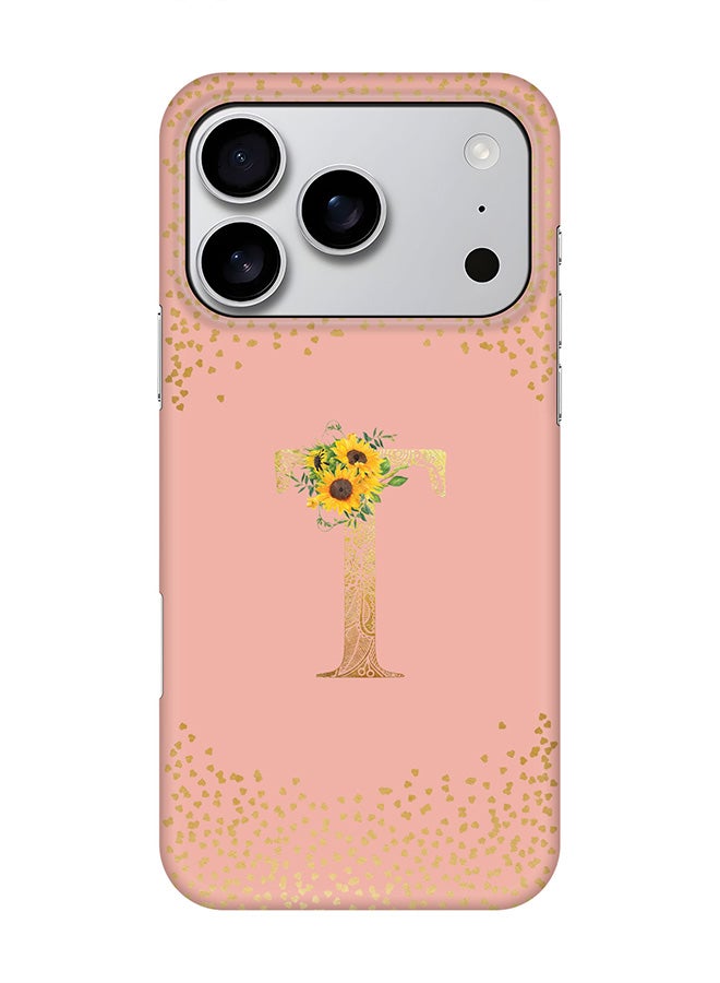 Stylizedd For iPhone 17 Pro,Case, [Compatible with MagSafe] Magnetic cover Slim fit Protection Matte, - Custom Floral Monogram - T  (Rose Pink )