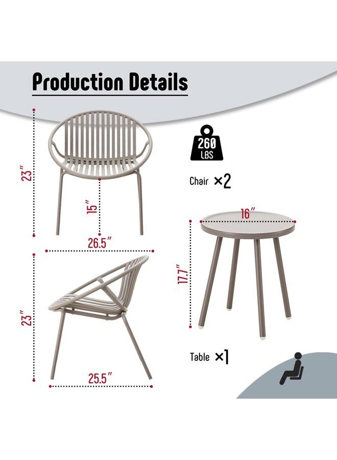 Werph Patio Furniture Set, 3 Pieces Outdoor Furniture with Bistro Table and Chairs Set of 2，Outdoor Patio Set with Porch Chairs and Table,Deck Conversation Set for Garden Poolside - Image 3