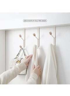 MIXDE Over The Door Hooks,3-Piece Sturdy Metal Over Door Wooden Hooks Organizer Rack For Hanging Coats Hats Robes Towels  - Image 3