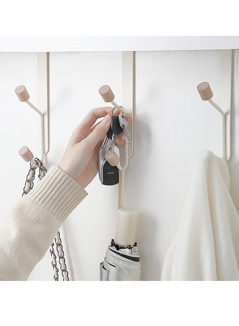 MIXDE Over The Door Hooks,3-Piece Sturdy Metal Over Door Wooden Hooks Organizer Rack For Hanging Coats Hats Robes Towels - Image 1