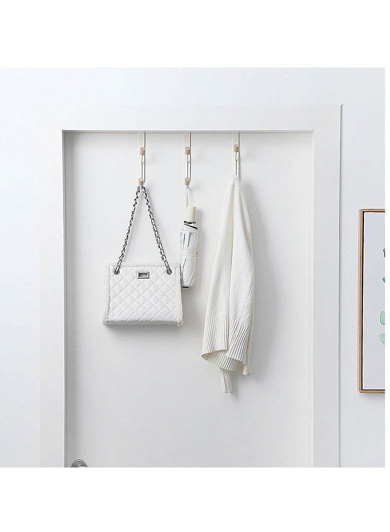 MIXDE Over The Door Hooks,3-Piece Sturdy Metal Over Door Wooden Hooks Organizer Rack For Hanging Coats Hats Robes Towels - Image 2