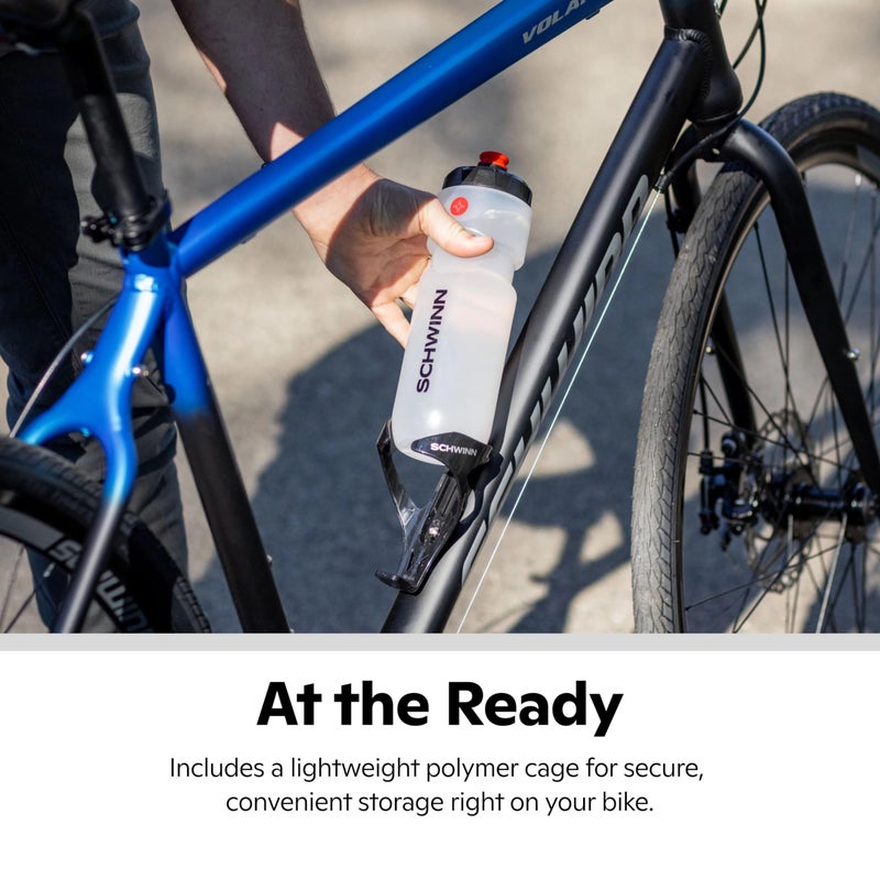 Schwinn Translucent Sport Water Bottle with Holder for Bicycle, 26 oz, BPA-Free, Dual-Stage Nozzle, Ergonomic Design, Cage Easily Mounts to Bike, Hydration Tracking, Bike Water Bottle Holder Combo - Image 5
