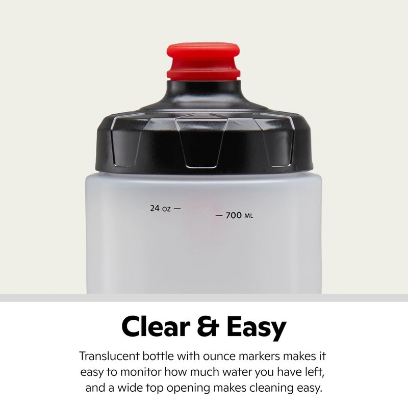 Schwinn Translucent Sport Water Bottle with Holder for Bicycle, 26 oz, BPA-Free, Dual-Stage Nozzle, Ergonomic Design, Cage Easily Mounts to Bike, Hydration Tracking, Bike Water Bottle Holder Combo - Image 4