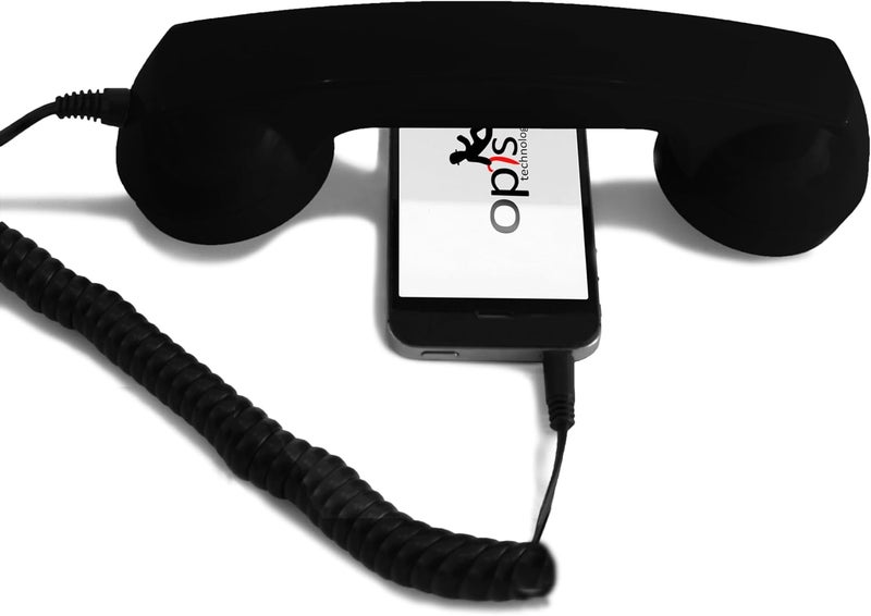 Opis Technology Opis 60s Micro : Retro Phone Handset with USB-C and AUX 3.5mm Plug as a Classic Vintage Telephone Receiver for Cell Mobile Phones (Black) - Image 1