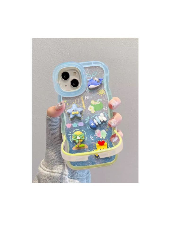 Mobile Phone Case Apple 12 pro max Protective Case Girls Anti-fall Watching Drama Stand Stand High-grade Cute Style - Image 1