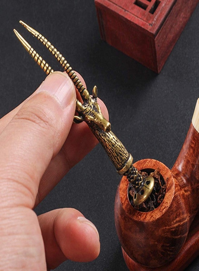 Serlife Copper Tobacco Pipes Nozzle Tamper Flameout Prevention Tobacco Smoking Pressure Rod Tool (Deer),1 Count (Pack of 1) - Image 2