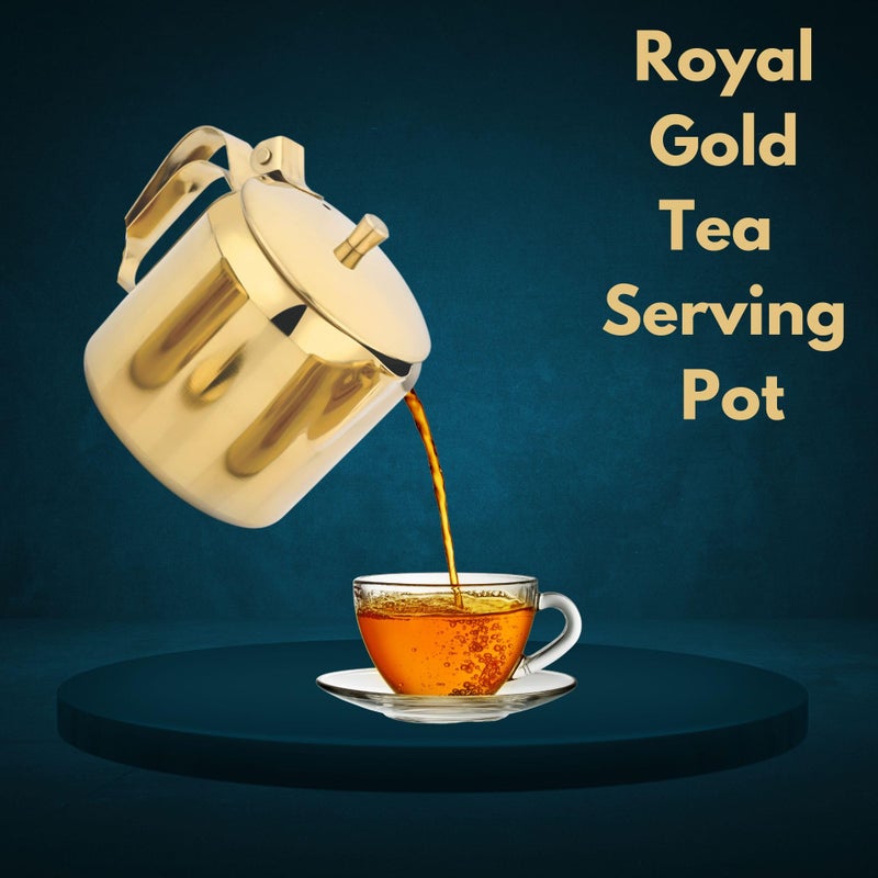 finality PVD Coating Stainless Steel Serving Tea Pot with Milk Pot and Sugar Pot,Serving Tea Pot Set with Lid - (Gold) - Image 4