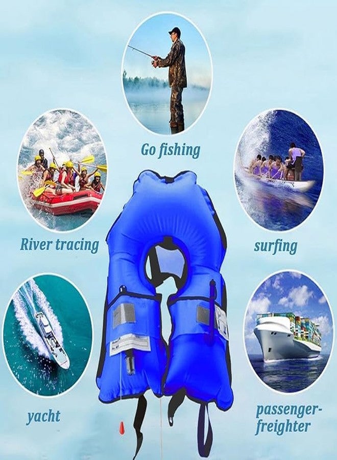 Jicsetk 150N Automatic Inflatable Life Jacket Life Jackets,Adjustable Nylon Swim Vest with CO2 Inflation, Reflective Strips & Safety Buckle. (Blue) - Image 5