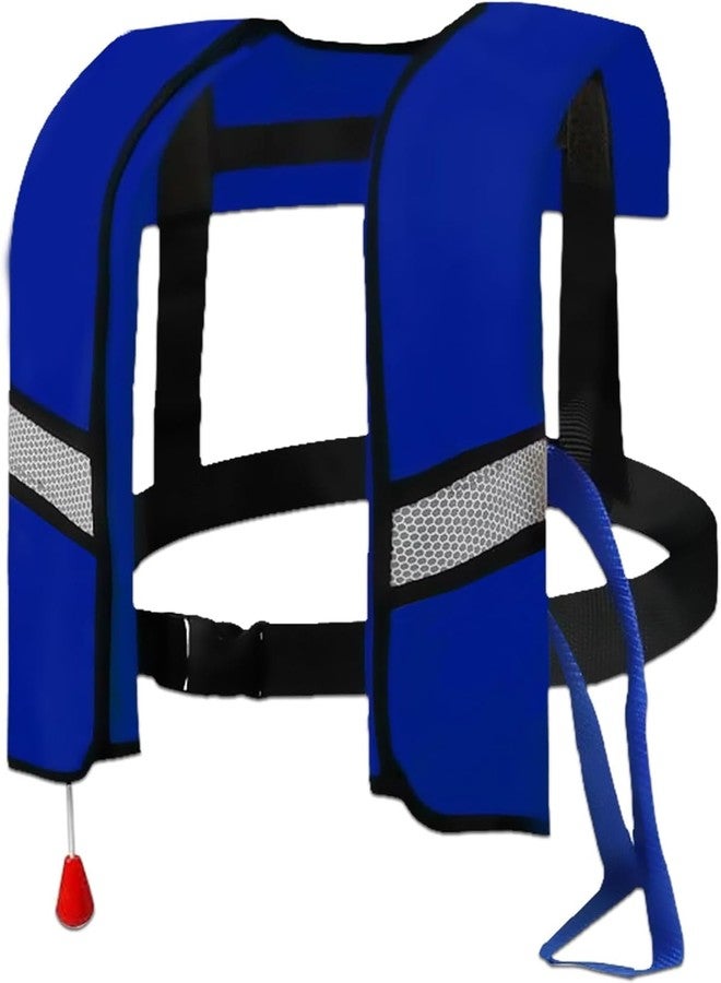 Jicsetk 150N Automatic Inflatable Life Jacket Life Jackets,Adjustable Nylon Swim Vest with CO2 Inflation, Reflective Strips & Safety Buckle. (Blue) - Image 1