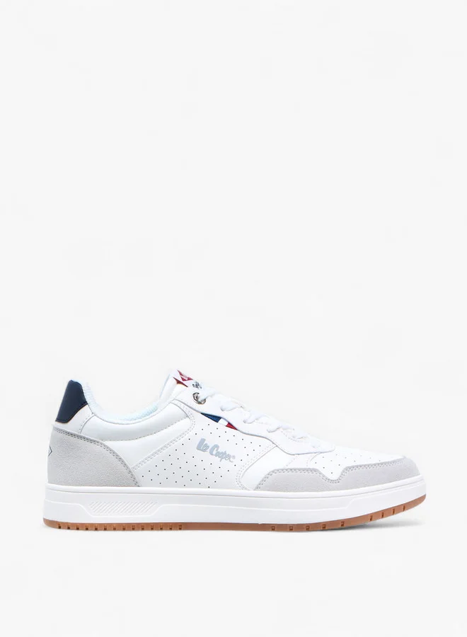 لي كوبر Men's Perforated Panelled Lace-Up Sneakers
