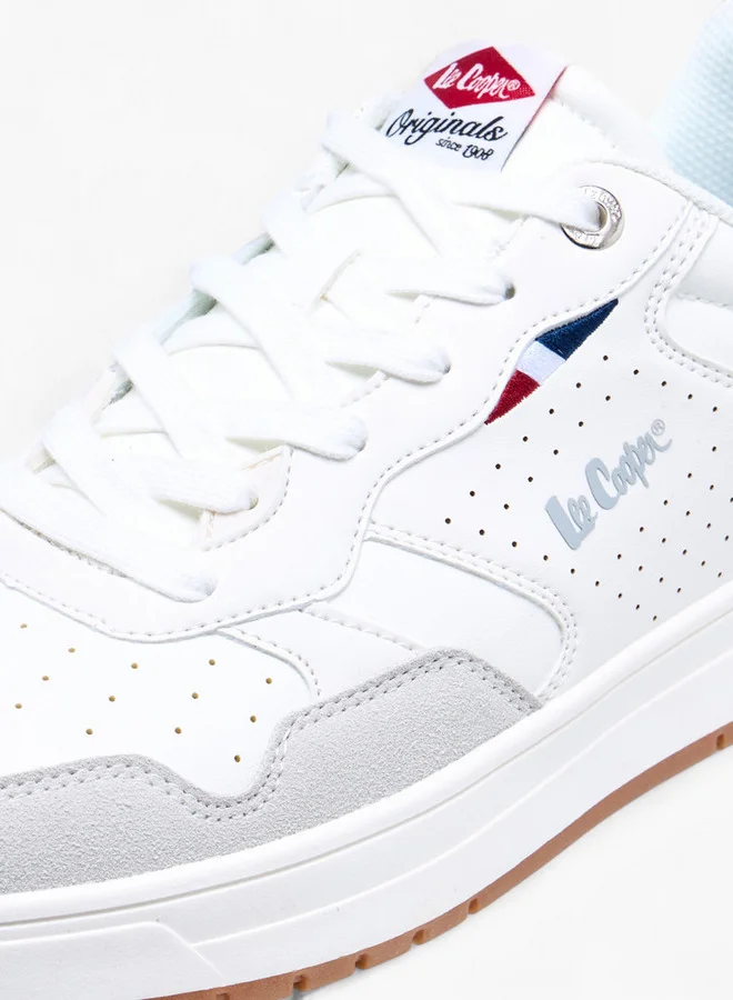 لي كوبر Men's Perforated Panelled Lace-Up Sneakers