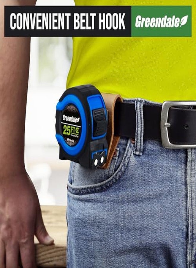 Greendale - 3 Pack - Tape Measures 25 ft - Easy to Read Fractions to 1/8th inch - Magnetic Tip - Thumb and Quick Lock - Autowind - Belt Clip - Blue - Measuring Tape Retractable - Image 5