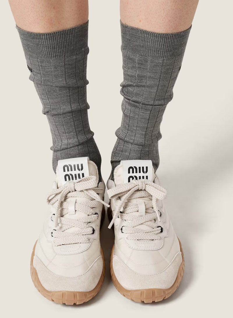 مياو مياو حذاء رياضي من القماش التقني والجلد المدبوغ - Image 5