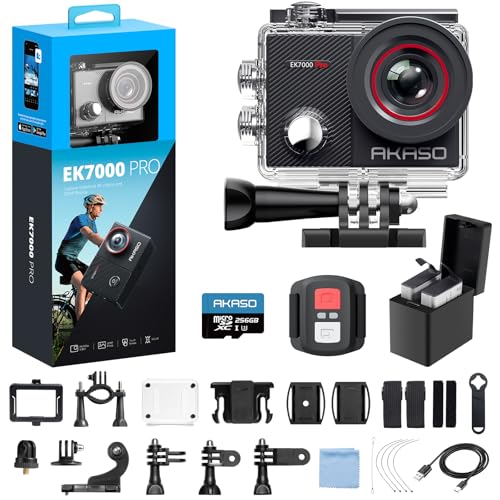 Akaso كاميرا أكاسو EK7000 برو 4K30fps مع مجموعة ملحقات بطاقة MicroSDXC U3 بسعة 256 جيجابايت - Image 1