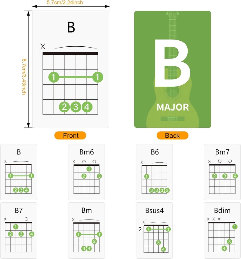 JYCSTE Basic Guitar Theory Posters Set, 56 Guitar Chords Flash Cards and Guitar Chord Chart, for Music Education and Beginners - Image 5