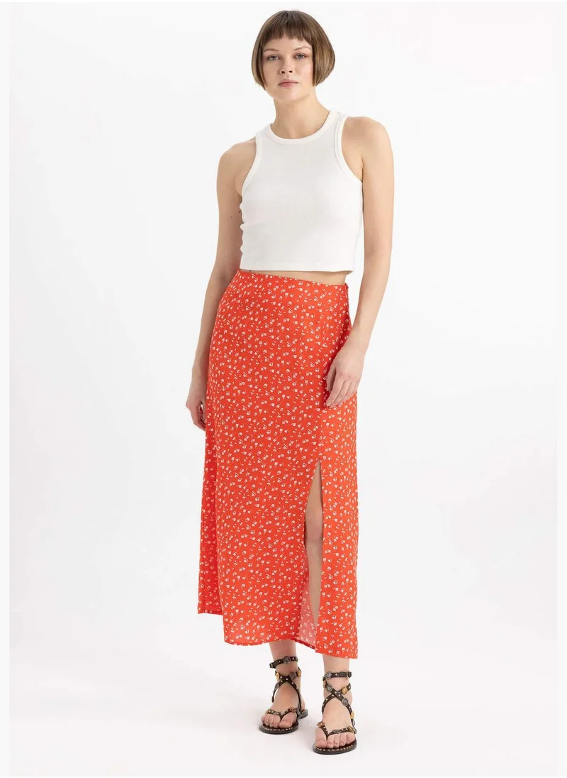 DeFacto A Cut Flower Normal Waist Midi Skirt