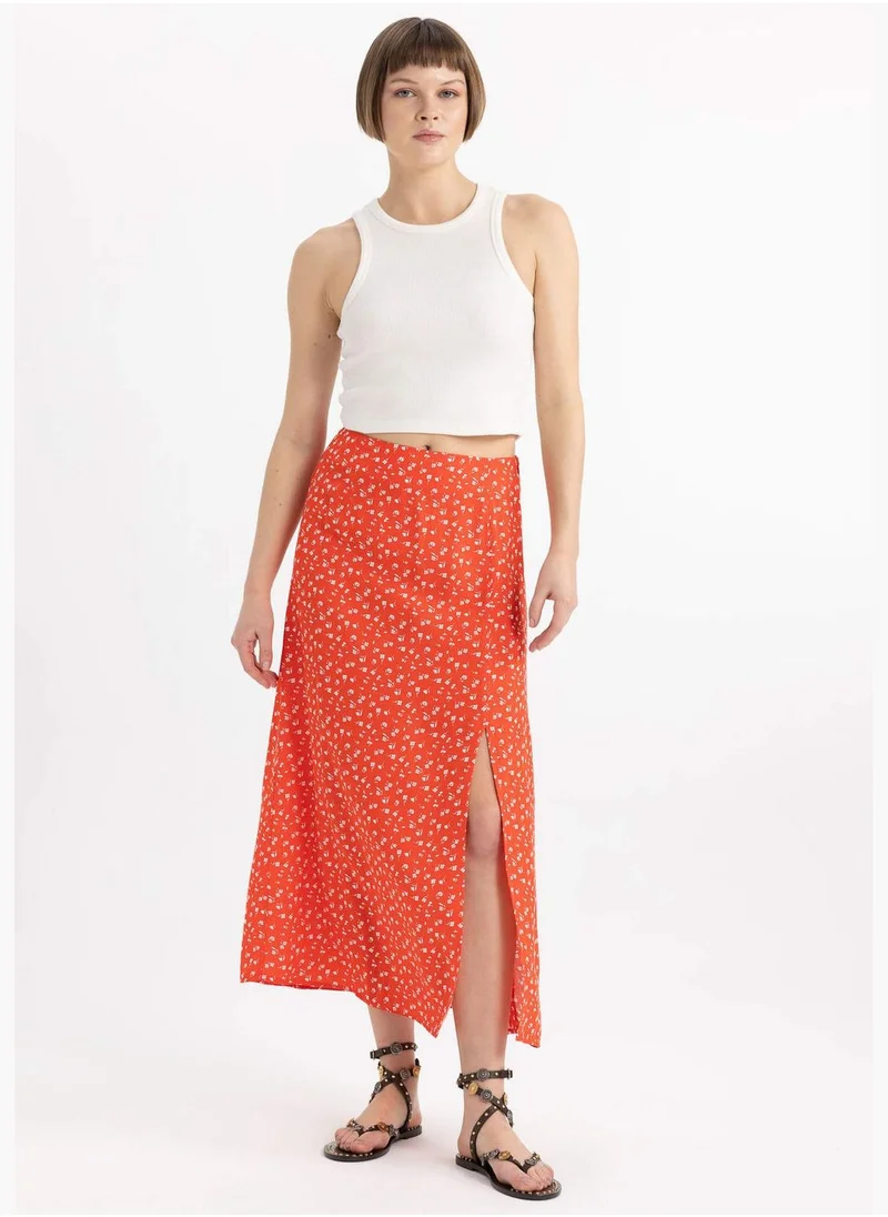 DeFacto A Cut Flower Normal Waist Midi Skirt