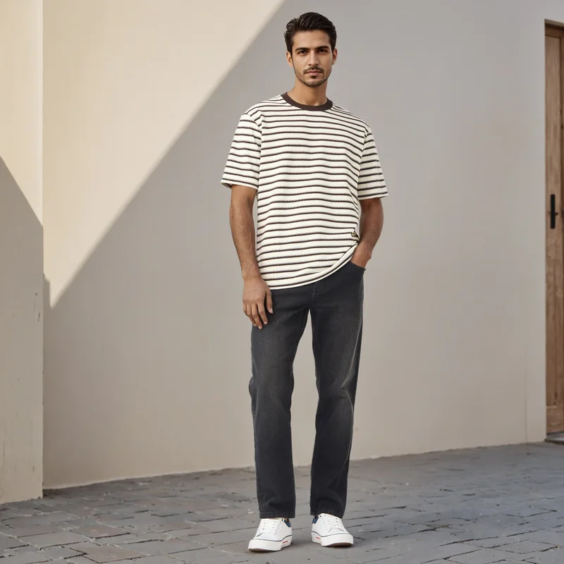 سبلاش فيڤ Striped Crew Neck Ottoman T-shirt