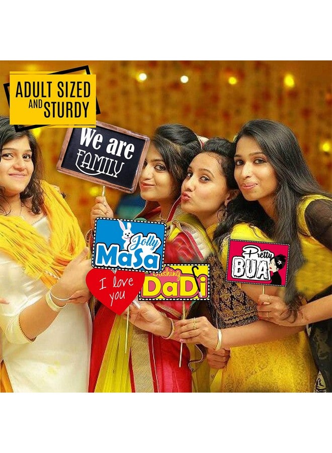 SYGA All Occasion Indian Family Photo Booth Party Props Craft Item for Wedding, Baby Shower, Birthday Multi Color (Set of 41, Large) - Image 5