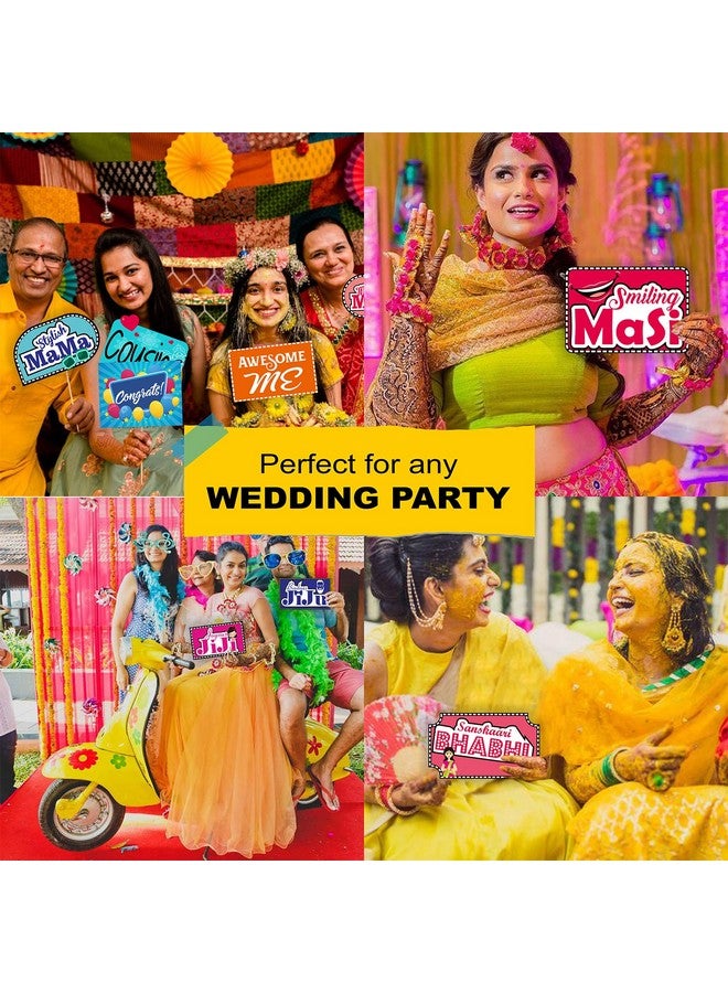 SYGA All Occasion Indian Family Photo Booth Party Props Craft Item for Wedding, Baby Shower, Birthday Multi Color (Set of 41, Large) - Image 4