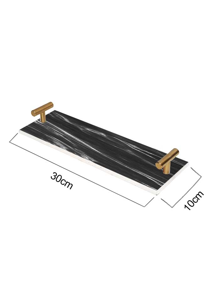 LOWHA Decorative Acrylic Serving Tray with Gold Color Metal Handles Wave Marble 10x30cm  - Image 4
