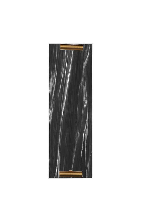 LOWHA Decorative Acrylic Serving Tray with Gold Color Metal Handles Wave Marble 10x30cm  - Image 2