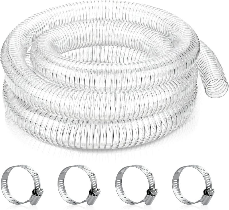 Wocloer 1-1/2 بوصة قطر داخلي × 5 أقدام خرطوم PVC مرن شفاف - معزز بسلك فولاذي، مقاوم للأشعة فوق البنفسجية، خرطوم شفط وتفريغ، أنبوب شفاف - Image 1