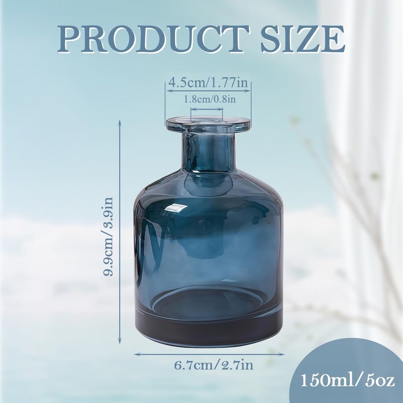 كويبي 1 قطعة زجاجة ناشر فارغة سعة 150 مل/5 أونصة، وعاء عطري، ملحقات عطرية، تستخدم مع الزيوت العطرية، ناشرات بديلة، أعواد القصب، حرف يدوية DIY، ديكور أزرق - Image 1