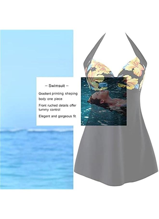 Generic - Women's Plus Size Swimsuit One Piece Swim Dress with Skirt Tummy Control Swimwear - Image 1