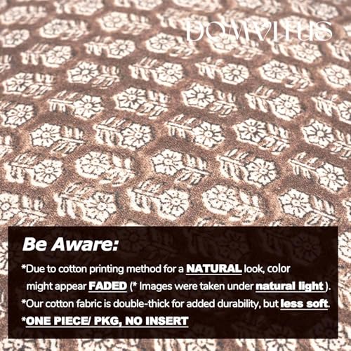 DOMVITUS Floral Pillow Covers, 18x18 Pillow Cover, Couch Pillows for Living Room, Decorative Farmhouse Accent Block Print Throw Pillow Covers, 1PC, Cognac Brown - Image 4
