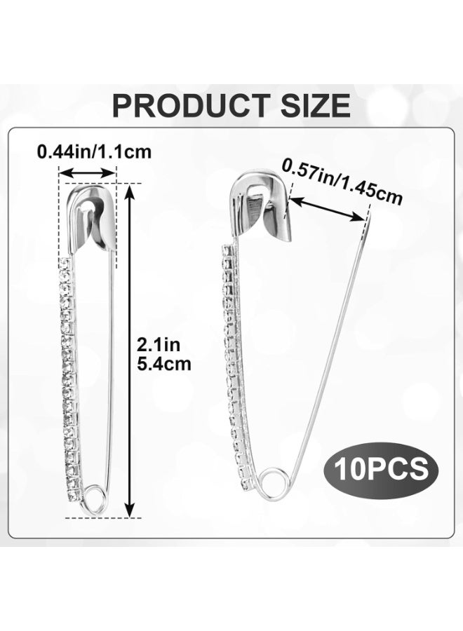 SUNSAR 10pcs Rhinestone Safety Pins, Women Safety Pin Brooches, Decorative Sock Charm Jewelry Making Supplies for Clothes, Hats, Shawl - Image 2