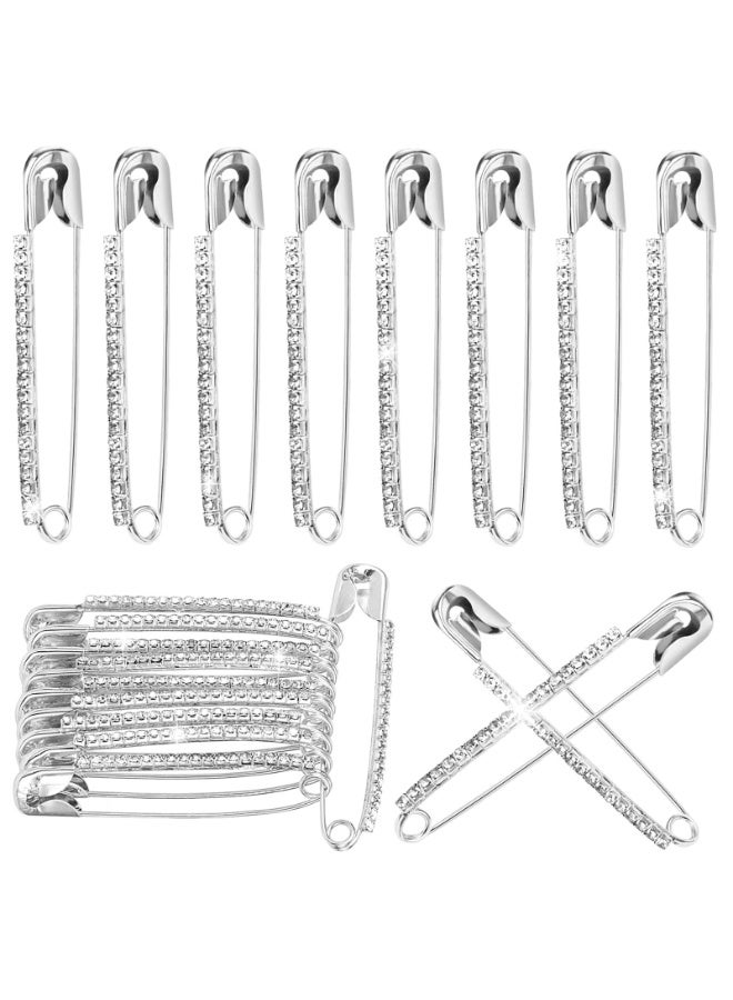 SUNSAR 10pcs Rhinestone Safety Pins, Women Safety Pin Brooches, Decorative Sock Charm Jewelry Making Supplies for Clothes, Hats, Shawl - Image 1
