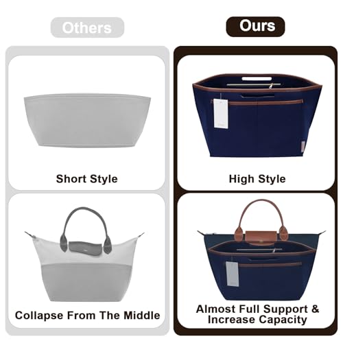 ZTUJO Premium Felt LongChamp Organizer Insert, Compatible with Longchamp Le Pliage Energy, Shoulder Bag, Top Handle, Xtra (Navy Blue, Medium) - Image 5