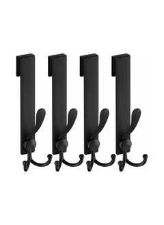 Excefore 4 Pack Shower Door Hooks, Extended 8 inch Over Door Hooks for Bathroom Frameless Glass Shower Door, Stainless Steel Towel Hooks, Heavy Duty Non-Slip Hooks Rack for Robe Towel, Black  - Image 1