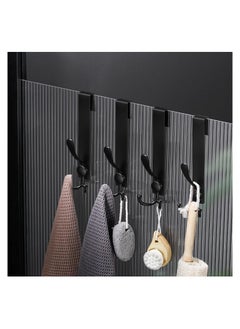 Excefore 4 Pack Shower Door Hooks, Extended 8 inch Over Door Hooks for Bathroom Frameless Glass Shower Door, Stainless Steel Towel Hooks, Heavy Duty Non-Slip Hooks Rack for Robe Towel, Black  - Image 2