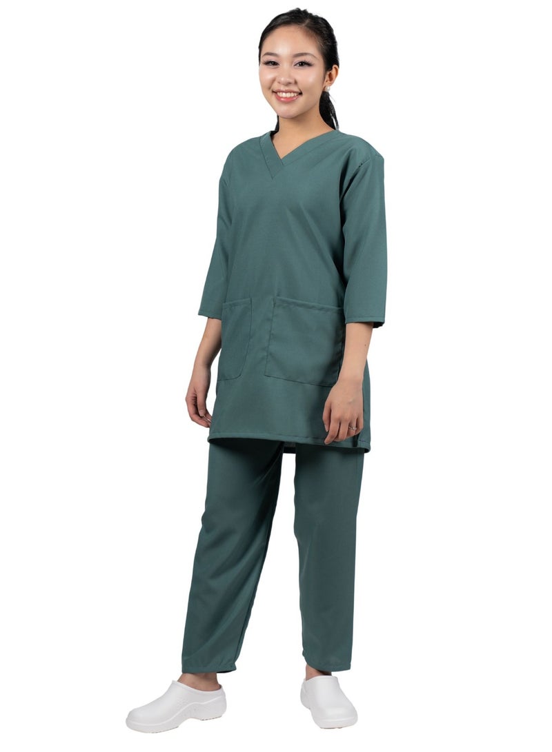 Professional Housemaid/Khadama/Nanny Uniform Set 3/4 Sleeve, with Matching Trousers POLYESTER