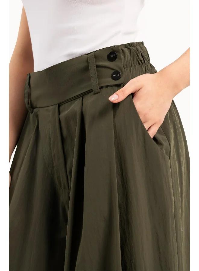 Wecre8 Women's Pleated Khaki Trousers